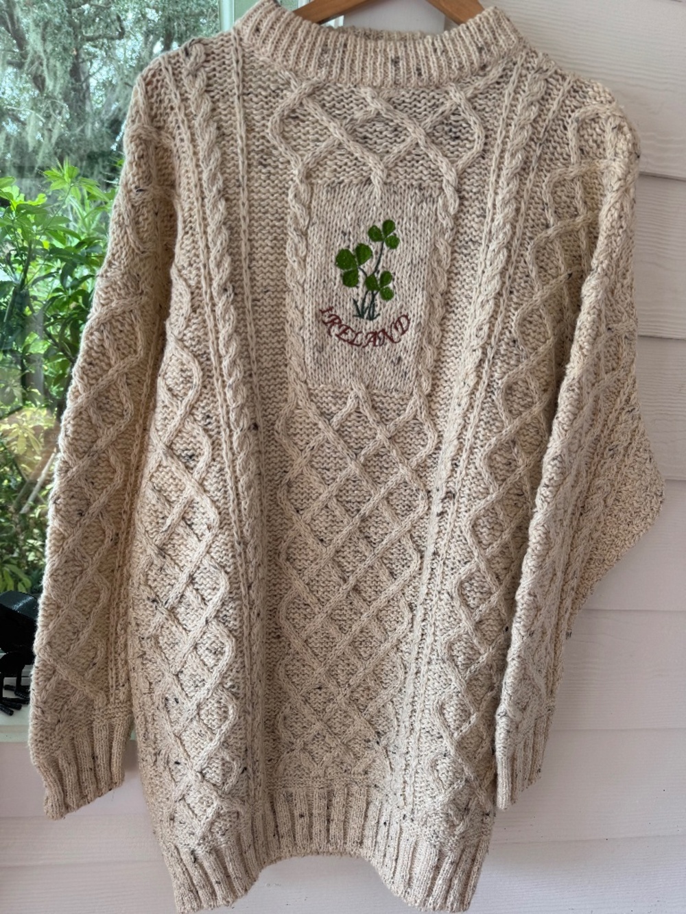 VINTAGE Ramblers by Amundsen Aran Knit Wool Cotton Sweater Tunic Dress Large